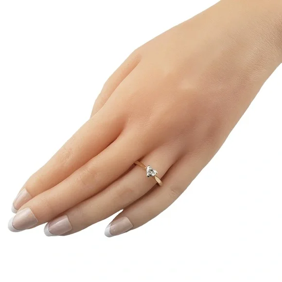 14 Karat Yellow Gold Heart Shaped Diamond Engagement Ring #15689